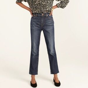 NWOT J. Crew Vintage High Rise Slim Straight Jeans with Raw Hem Rockport Wash